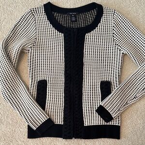 Pink Tartan Black and White Checkered Cardigan